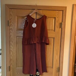 Anrabesa NWT Sleeveless rust two piece Jumpsuit. Linen and nylon.